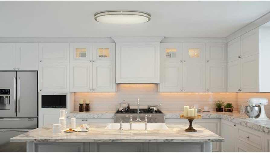 Photo 1 of HAMPTON BAY 32” BRUSHED NICKEL LED OVAL FLUSH MOUNT LIGHT