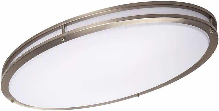 Photo 1 of HAMPTON BAY 32” BRUSHED NICKEL LED OVAL FLUSH MOUNT LIGHT