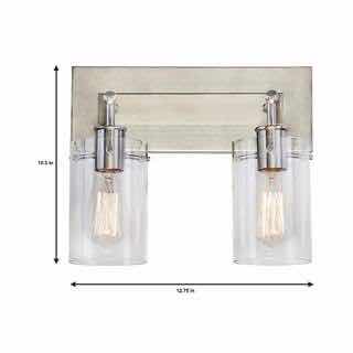 Photo 1 of HAMPTON BAY REGAN 12.75” BRUSHED NICKEL CLEAR GLASS SHADE 2 LIGHT VANITY FIXTURE LIGHT 802513190762