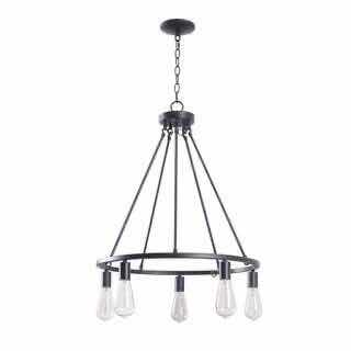 Photo 1 of HAMPTON BAY 24.3” STRATTON BLACK REVERSIBLE 5 LIGHT CHANDELIER HDP00325