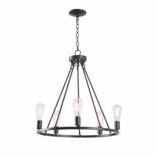 Photo 1 of HAMPTON BAY 24.3” STRATTON BLACK REVERSIBLE 5 LIGHT CHANDELIER HDP00325