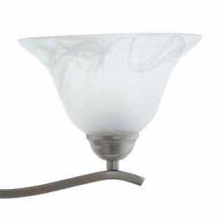 Photo 1 of HAMPTON BAY ANDENNE BRUSHED NICKEL 26.3” TRANSITIONAL MARBLEIZED GLASS SHADE 3 LIGHT VANITY FIXTURE LIGHT