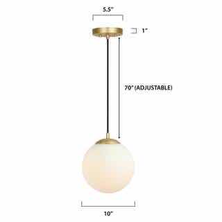 Photo 1 of LIGHT SOCIETY ZENO BRASS MILK GLASS SHADE GLOBE PENDANT LIGHT LS-C175-BB-WH