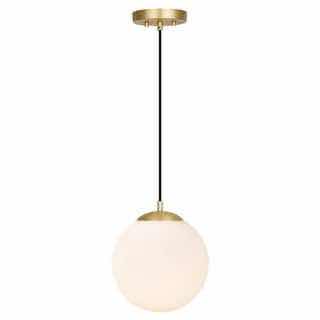 Photo 1 of LIGHT SOCIETY ZENO BRASS MILK GLASS SHADE GLOBE PENDANT LIGHT LS-C175-BB-WH