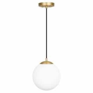 Photo 1 of LIGHT SOCIETY ZENO BRASS MILK GLASS SHADE GLOBE PENDANT LIGHT LS-C175-BB-WH