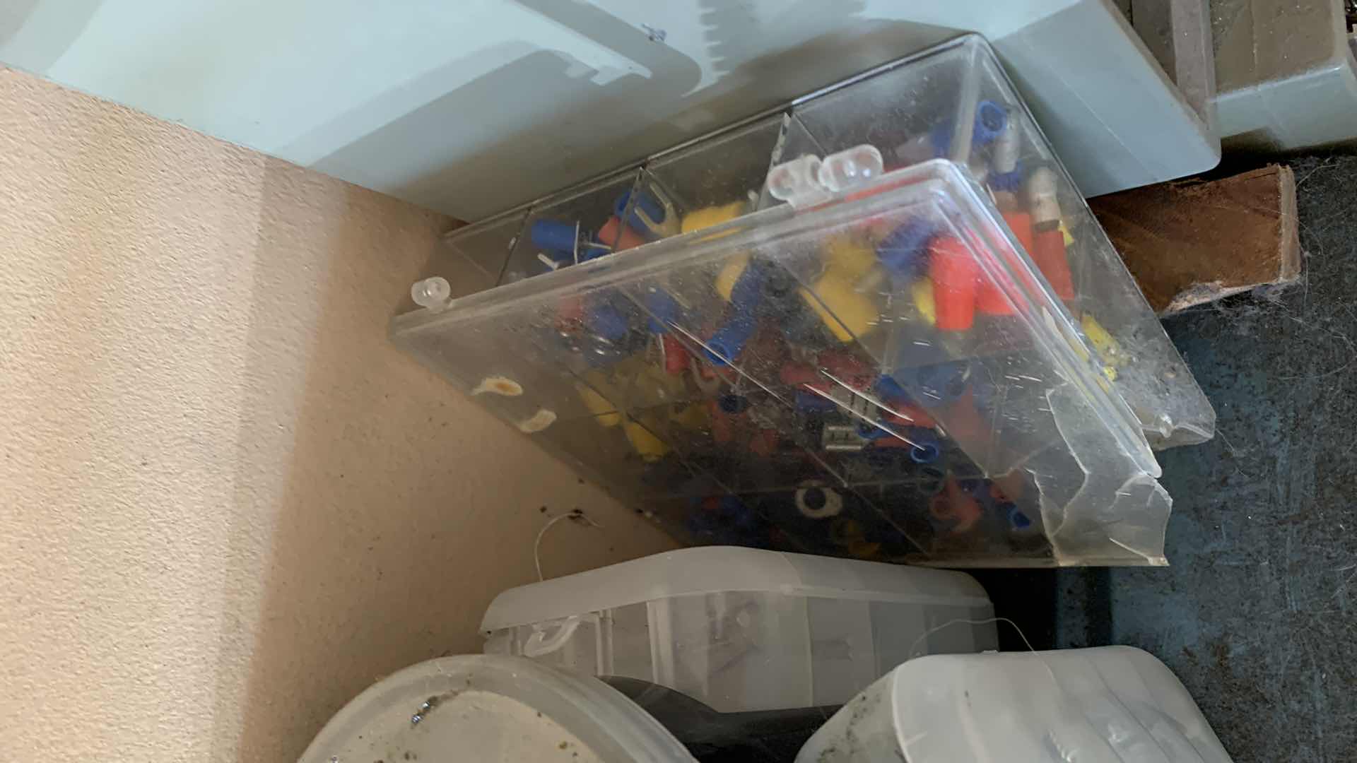 Photo 1 of CONTAINERS OF ASSORTED SCREWS AND CONNECTORS