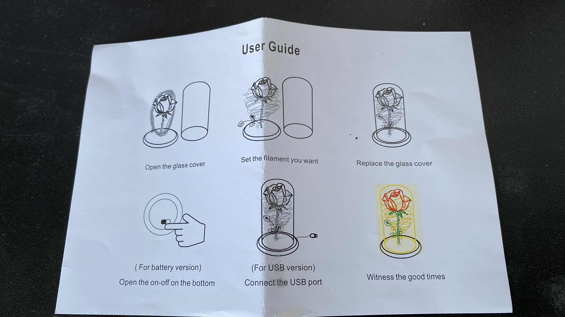 Photo 1 of 5- BEAUTY & THE BEAST ROSE USB LIGHTS TALLEST 10” ( 2 DO NOT LIGHT)