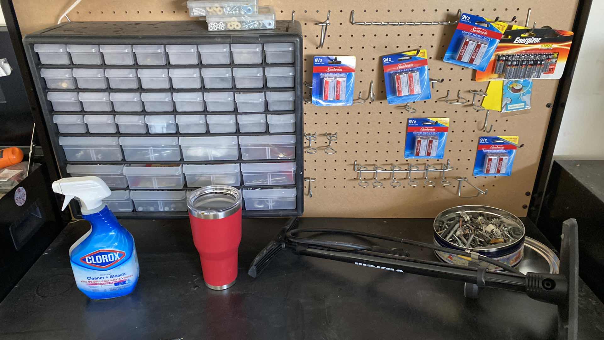 Photo 1 of WORK BENCH WITH ITEMS ON BENCH AND IN DRAWERS 48“ x 24“ H 64”