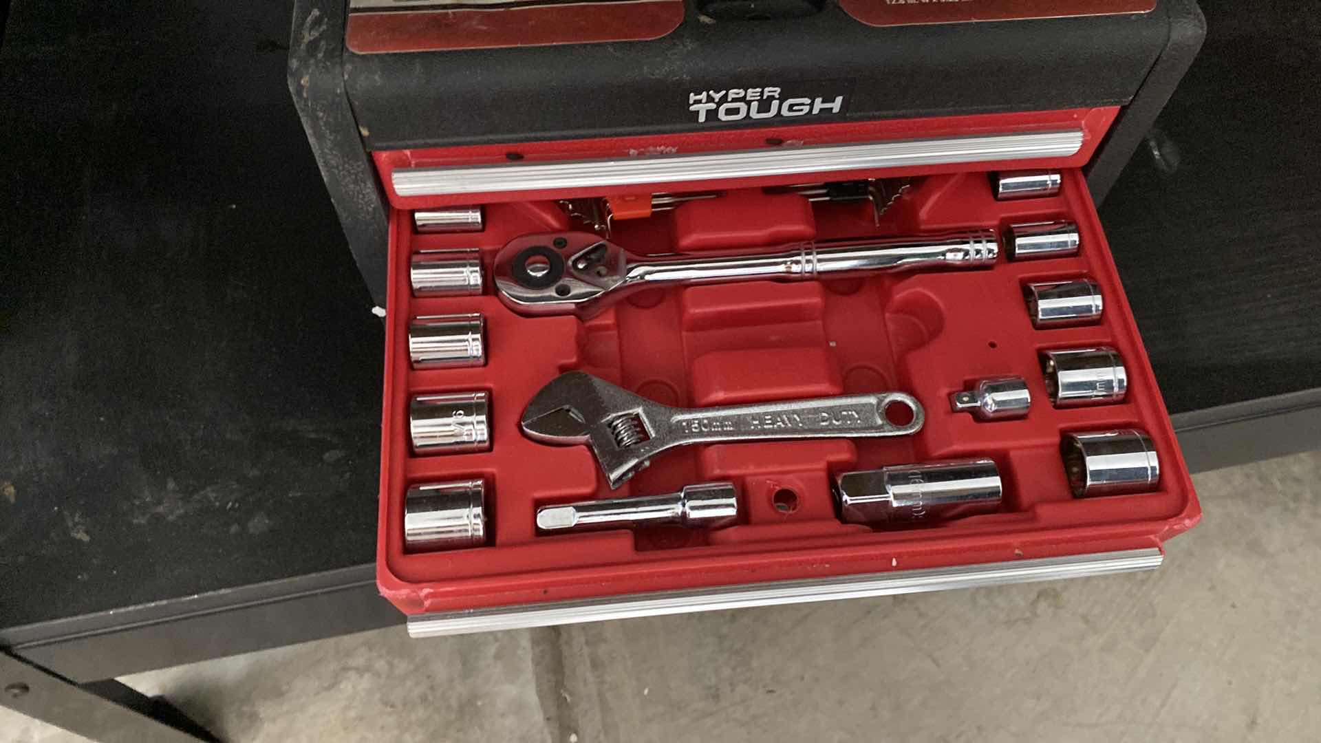 Photo 6 of WORK BENCH WITH ITEMS ON BENCH AND IN DRAWERS 48“ x 24“ H 64”