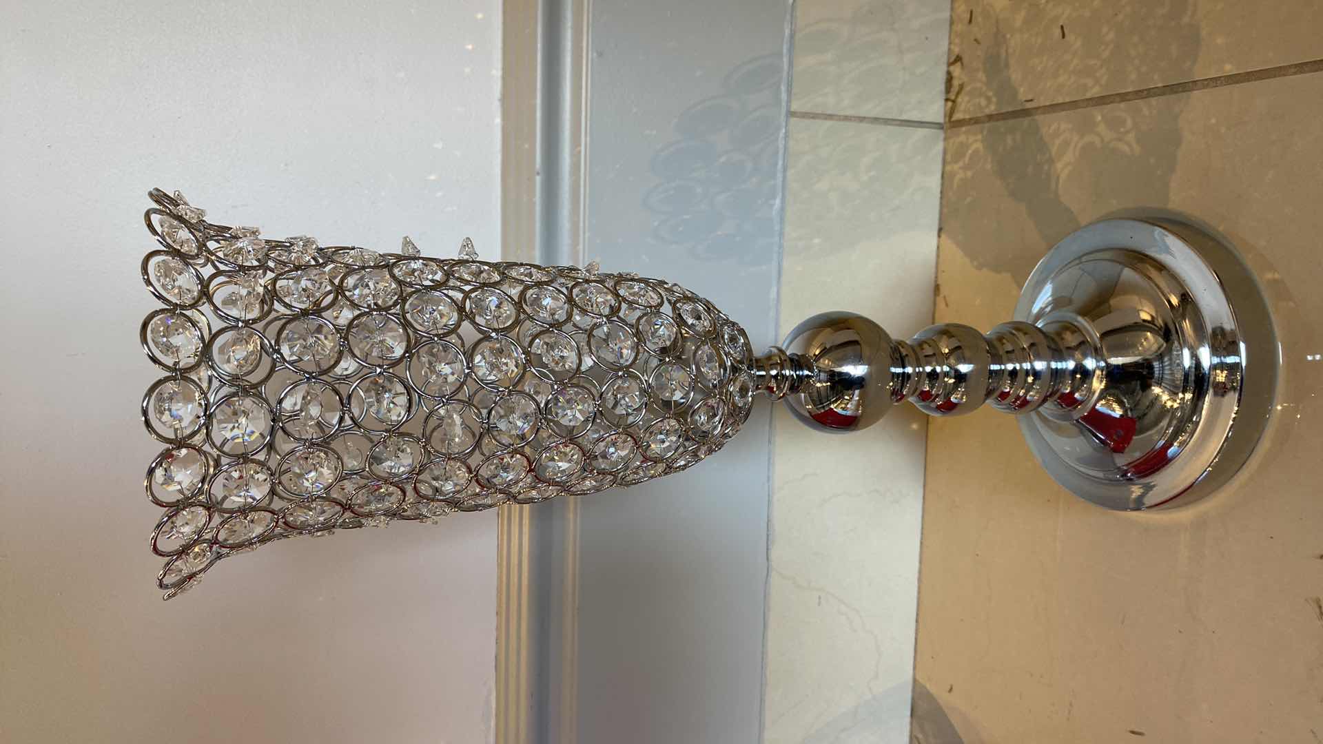 Photo 1 of  SIMPLY ELEGANT CRYSTAL TULIP CANDLE HOLDER STAND 6” X 19”