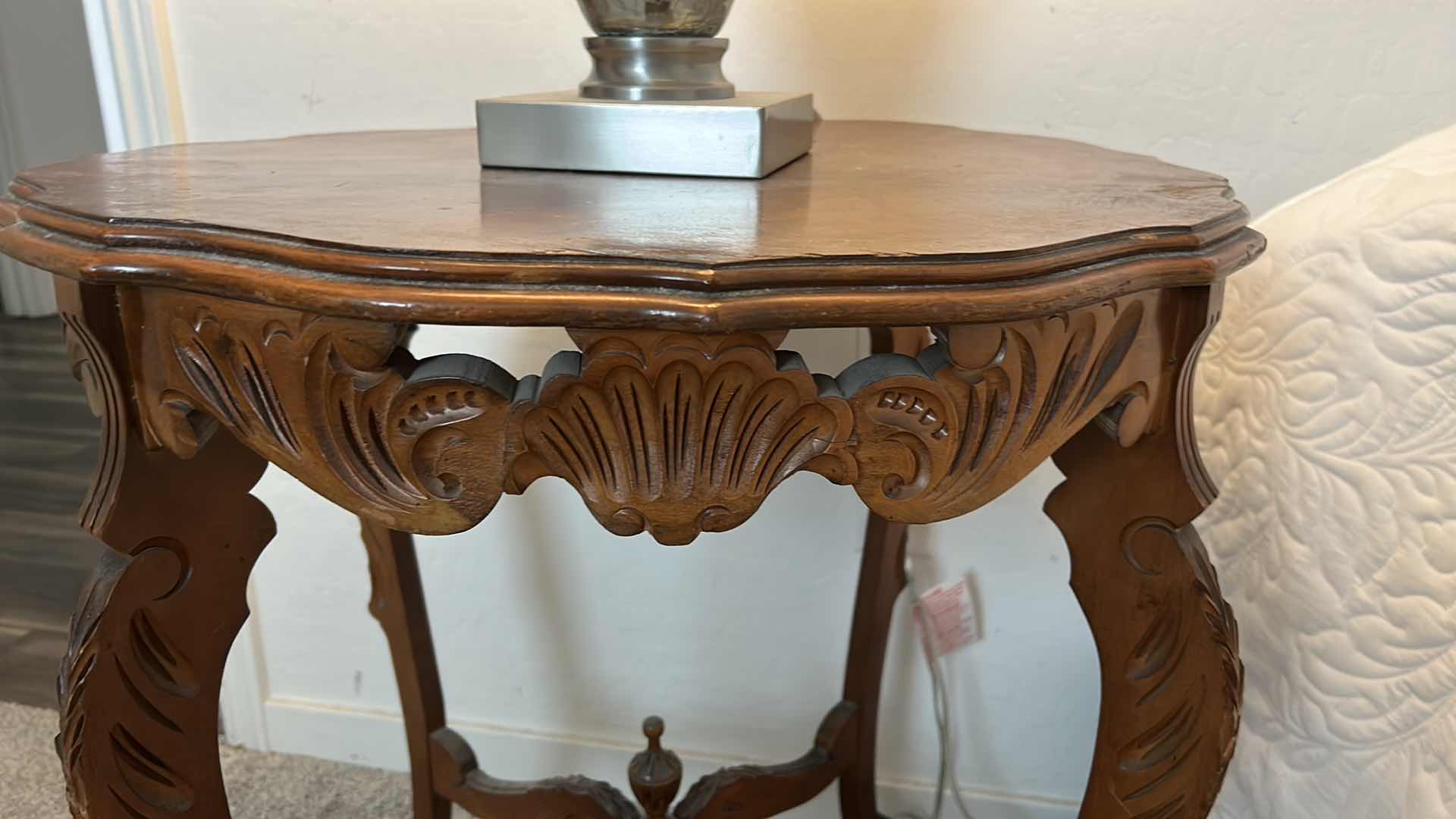 Photo 1 of VINTAGE CARVED WOOD ACCENT TABLE 27” x 30”