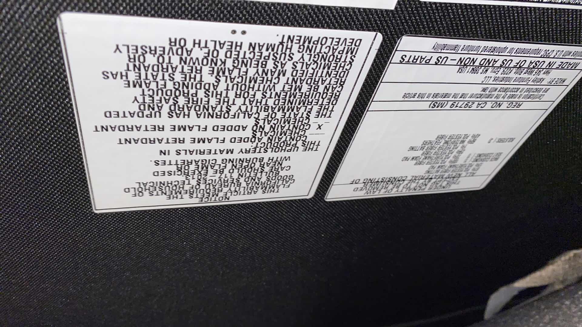 Photo 1 of 11’ 7” X 14” 3” ( CHAISE IS 64”) ASHLEY SILVER FABRIQUE SECTIONAL WITH CHAISE AND OTTOMAN