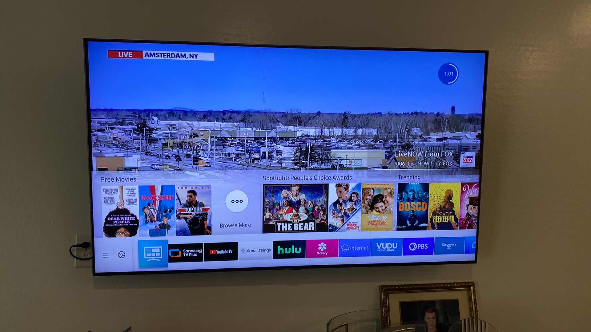 Photo 1 of SAMSUNG 65” TV INCLUDES REMOTE  AND WALL BRACKET - BUYER TO REMOVE