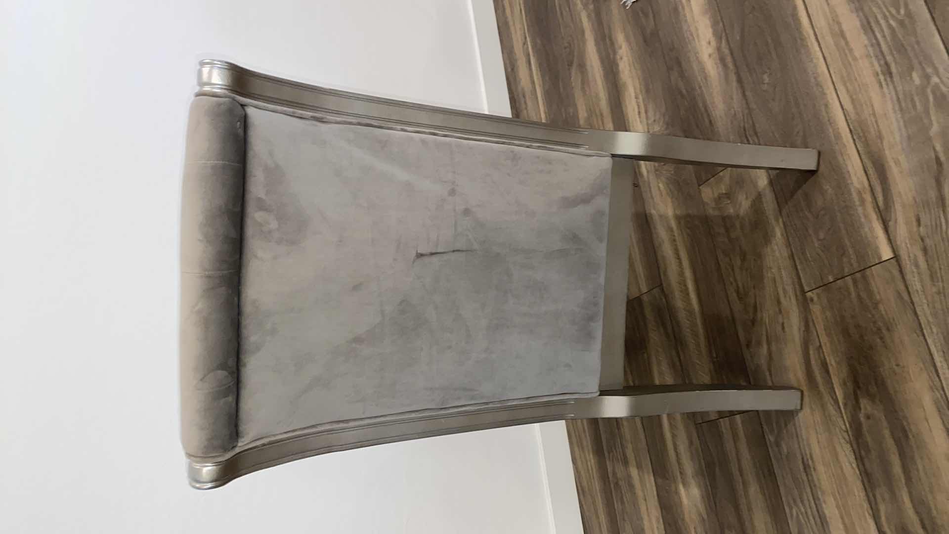 Photo 1 of ASHLEY FURNITURE BIRLANNY HOLLYWOOD GLAMOUR SILVER DINING CHAIRS WITH SILVER FABRIC AND BLING BUTTONS ( TABLE AND 6 CHAIRS AVAILABLE ALL SOLD SEPARATELY)