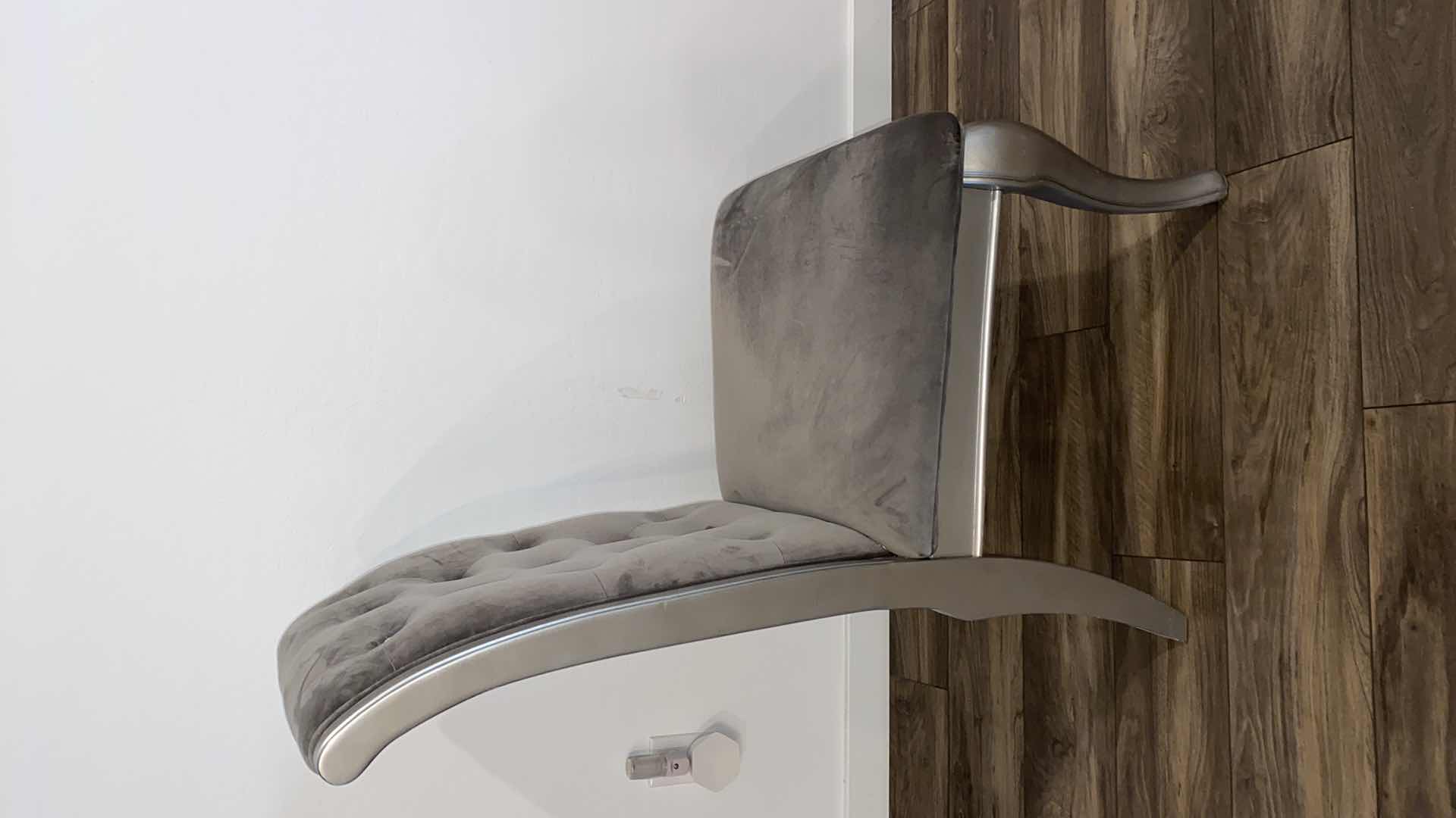 Photo 1 of ASHLEY FURNITURE BIRLANNY HOLLYWOOD GLAMOUR SILVER DINING CHAIRS WITH SILVER FABRIC AND BLING BUTTONS ( TABLE AND 6 CHAIRS AVAILABLE ALL SOLD SEPARATELY)