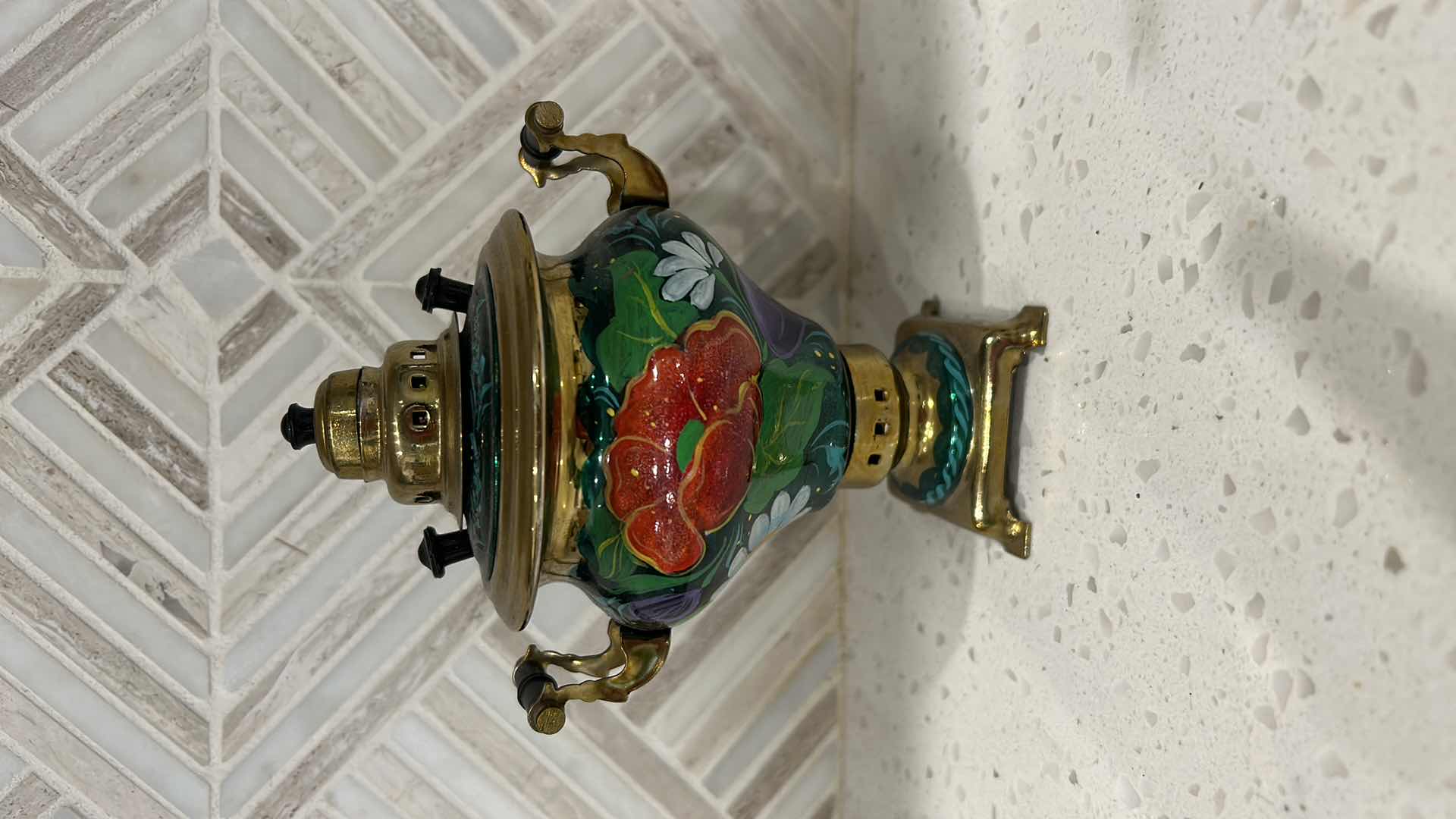Photo 4 of BRASS AND ENAMEL HANDPAINTED RUSSIAN MINI SAMOVAR H5.5”