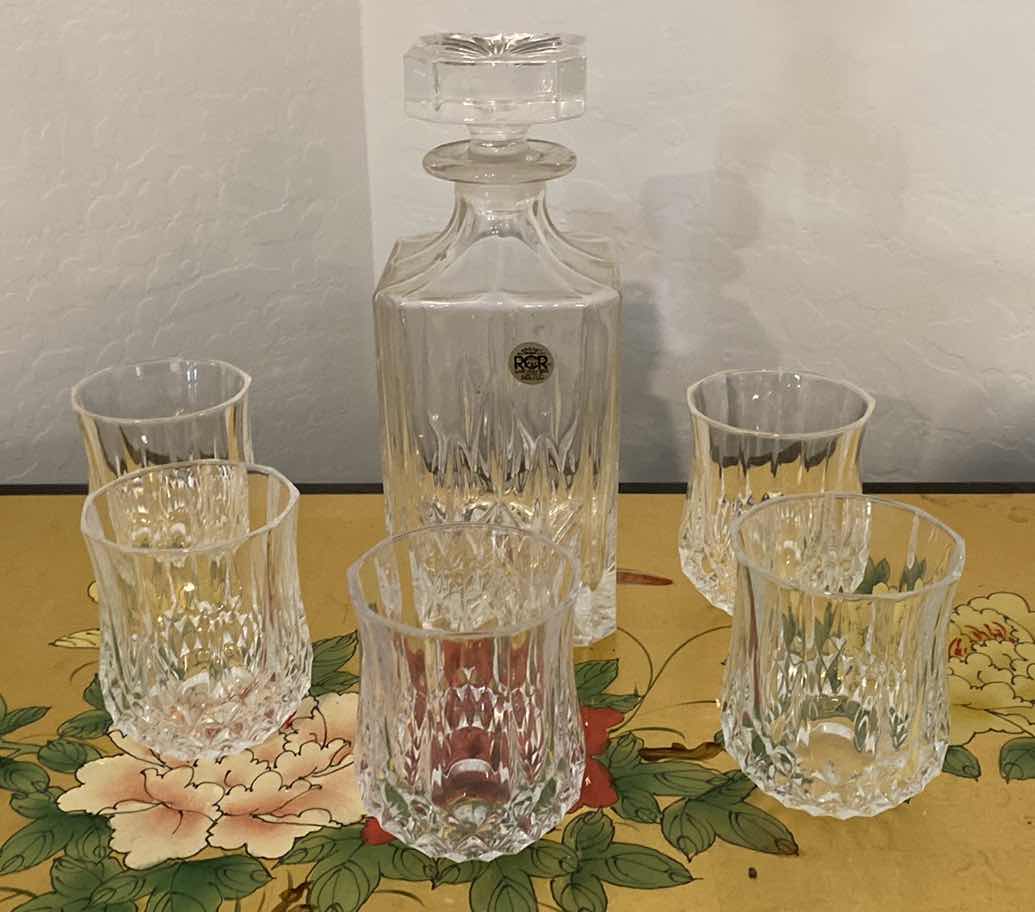 Photo 1 of RCR LEADED CRYSTAL DECANTER AND GLASSES