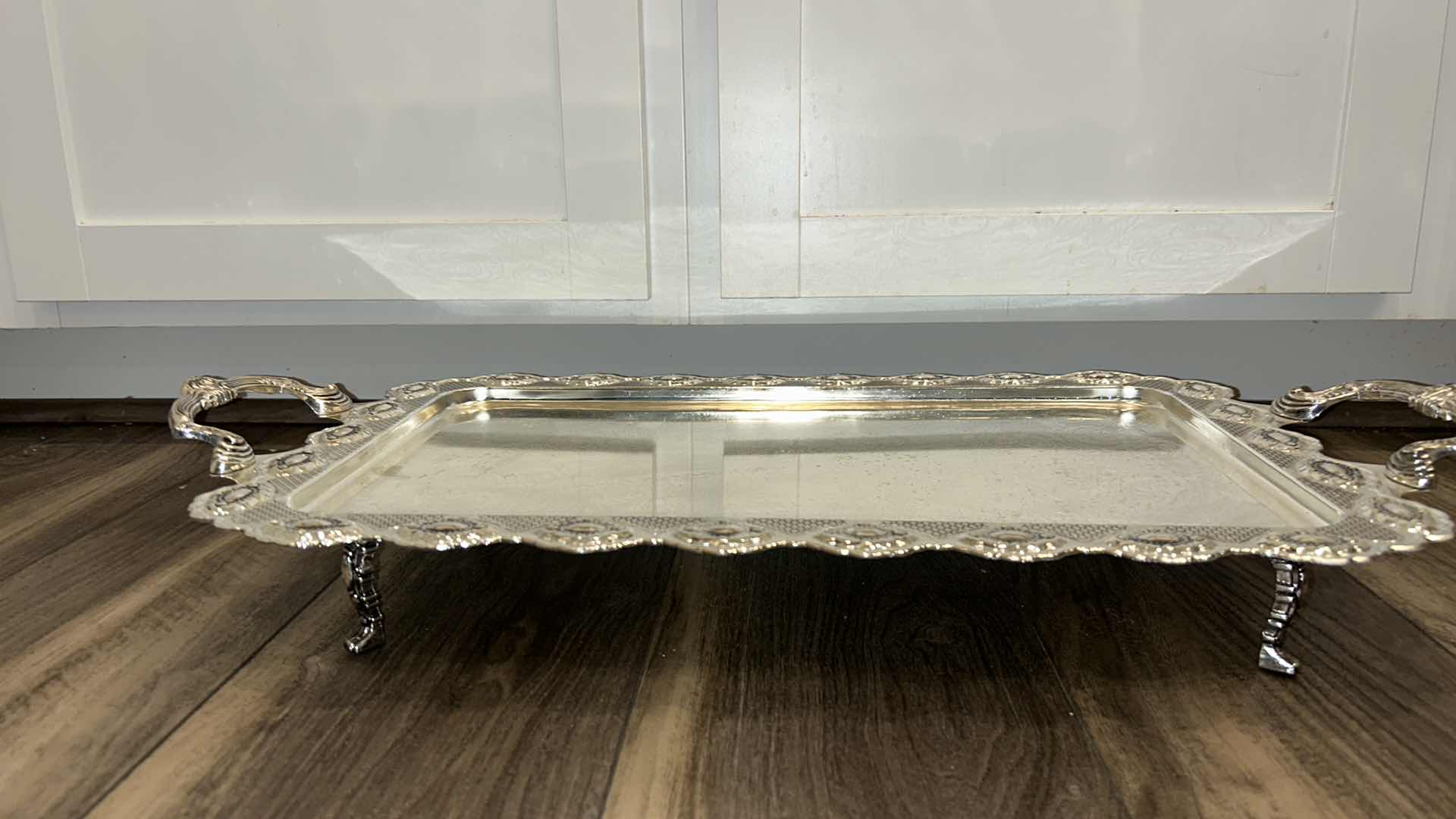 Photo 1 of LARGE SILVER SERVING TRAY  26” x 13” x 3 1/2”