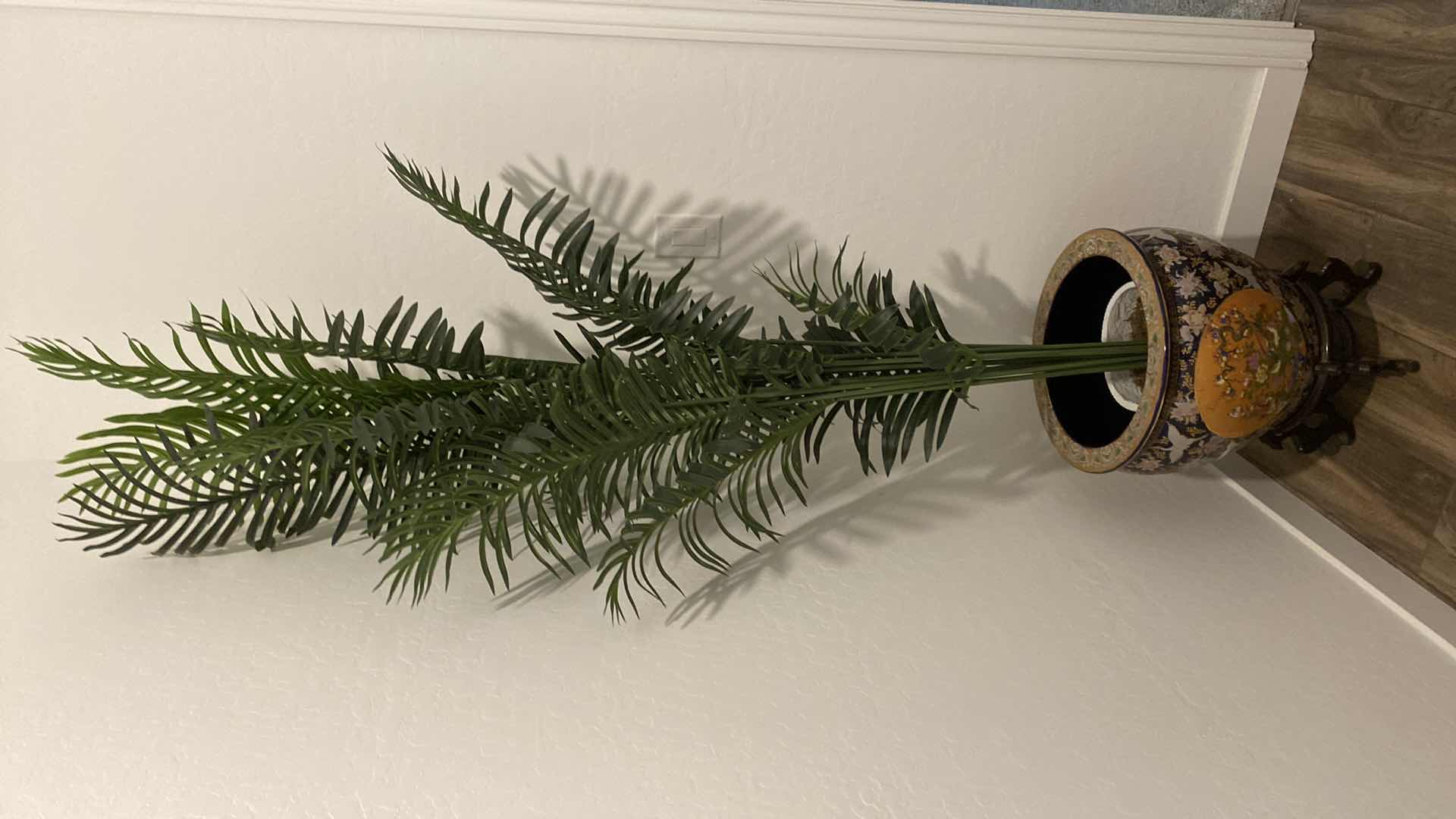 Photo 1 of FISH BOWL 16 1/2” x 20” INCLUDING STAND, FAUX PALM 76”