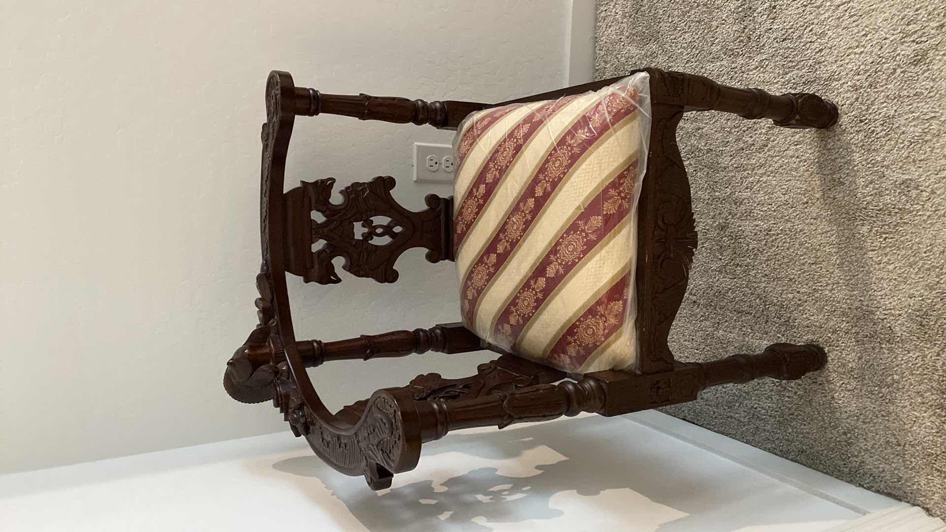 Photo 1 of NEW WOOD AND UPHOLSTERY CORNER CHAIR 21” x 21” H 35”