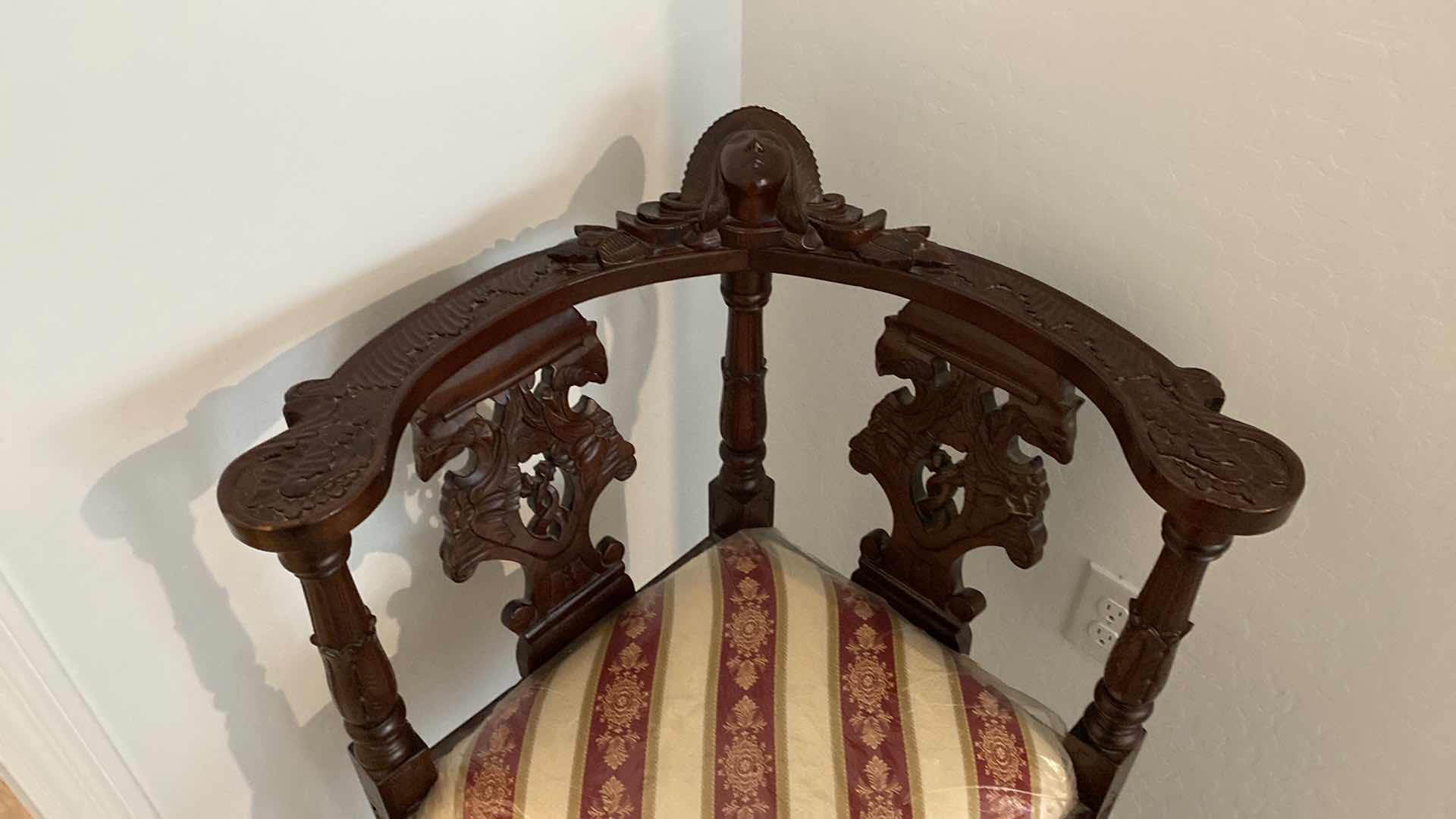 Photo 1 of NEW WOOD AND UPHOLSTERY CORNER CHAIR 21” x 21” H 35”