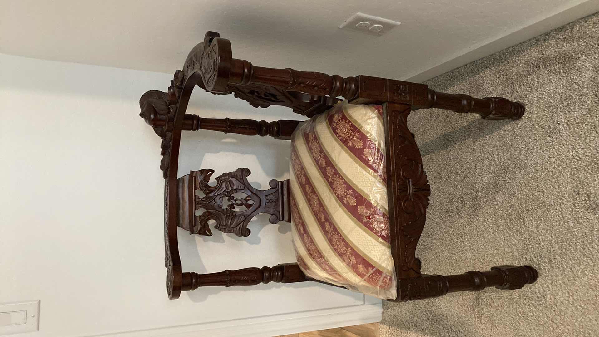 Photo 1 of NEW WOOD AND UPHOLSTERY CORNER CHAIR 21” x 21” H 35”