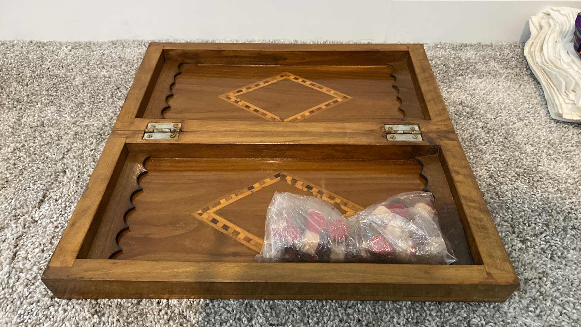 Photo 1 of HANDMADE  CARVED WOOD BACKGAMMON BOARD GAME FROM IRAN