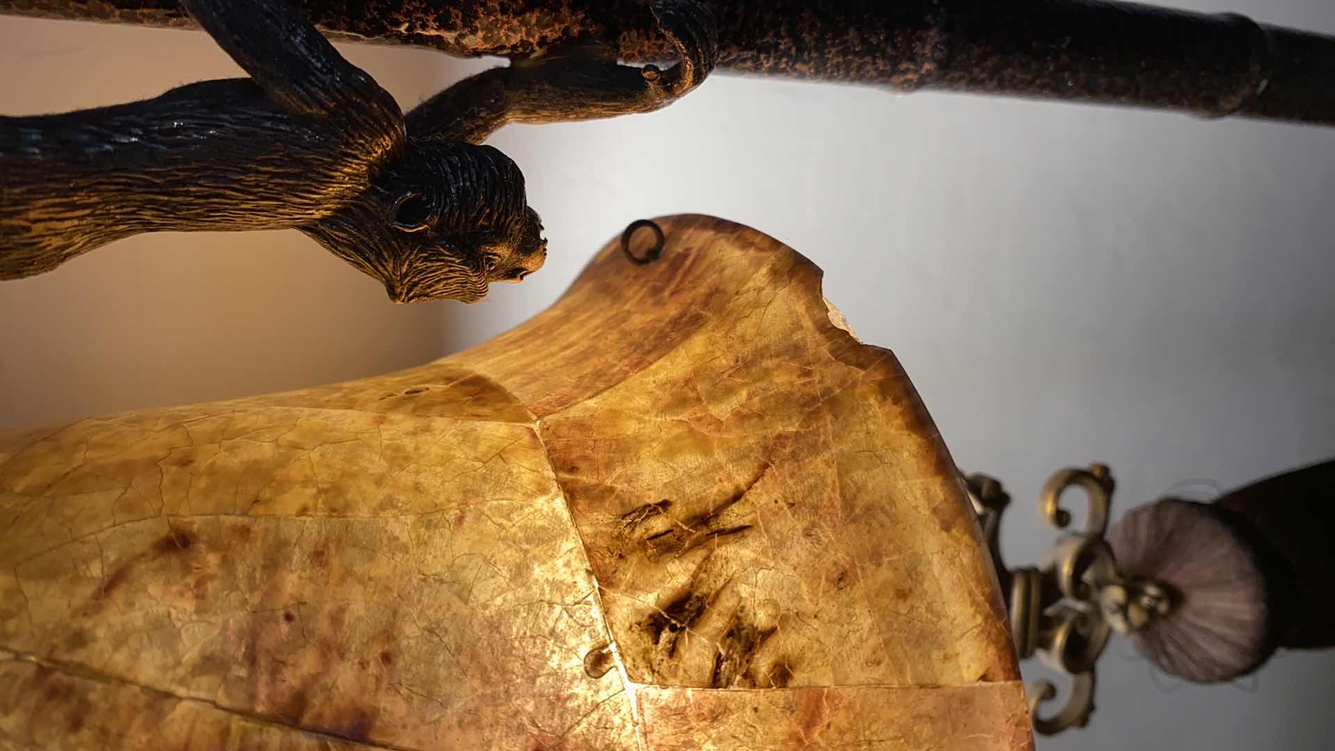 Photo 4 of HOME DECOR LAMP WITH MONKEYS 13“ x 25“ - small chip see pictures