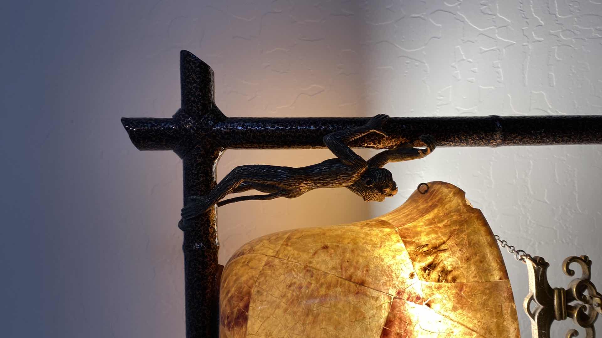 Photo 3 of HOME DECOR LAMP WITH MONKEYS 13“ x 25“ - small chip see pictures