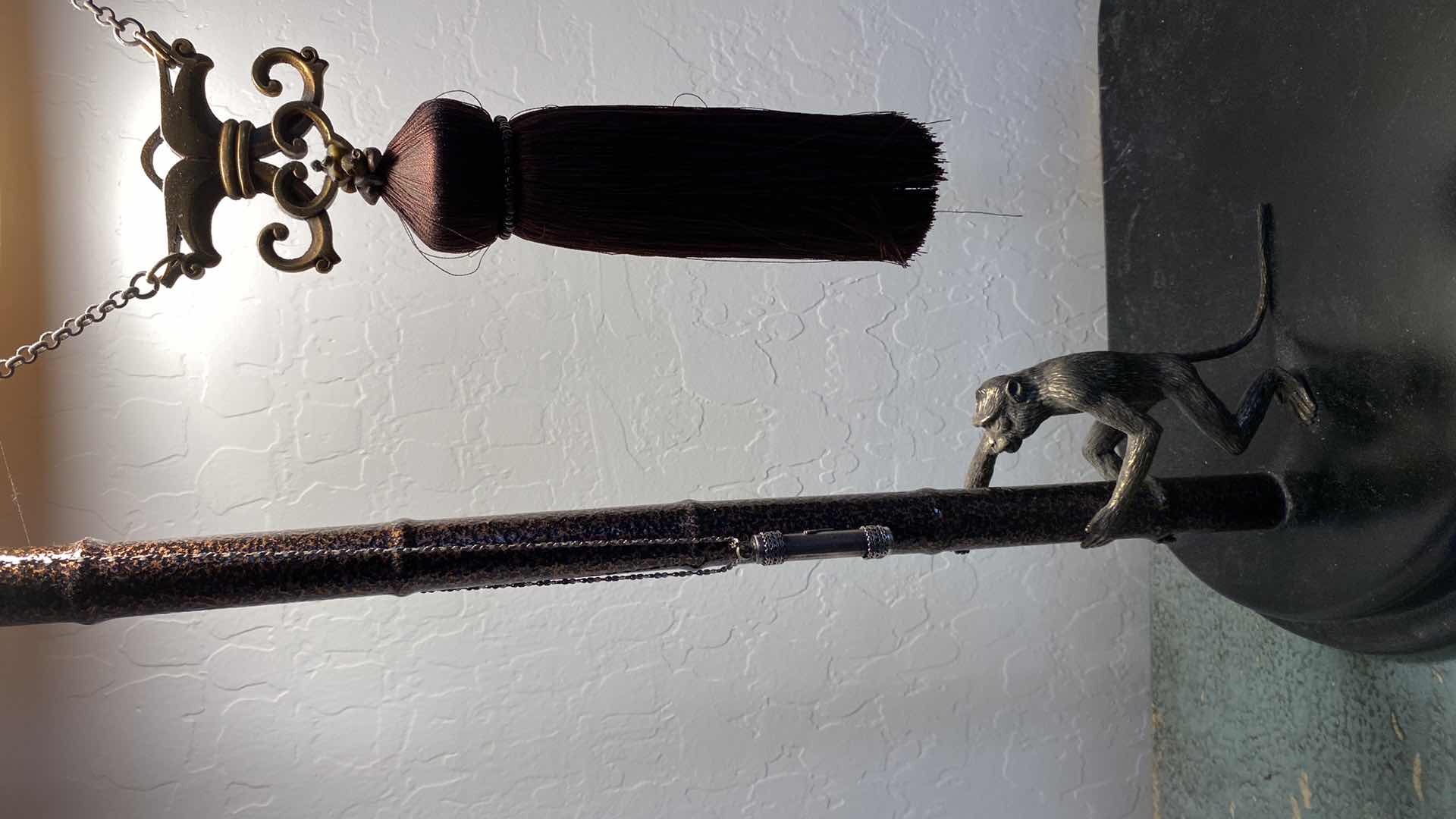 Photo 1 of HOME DECOR LAMP WITH MONKEYS 13“ x 25“ - small chip see pictures