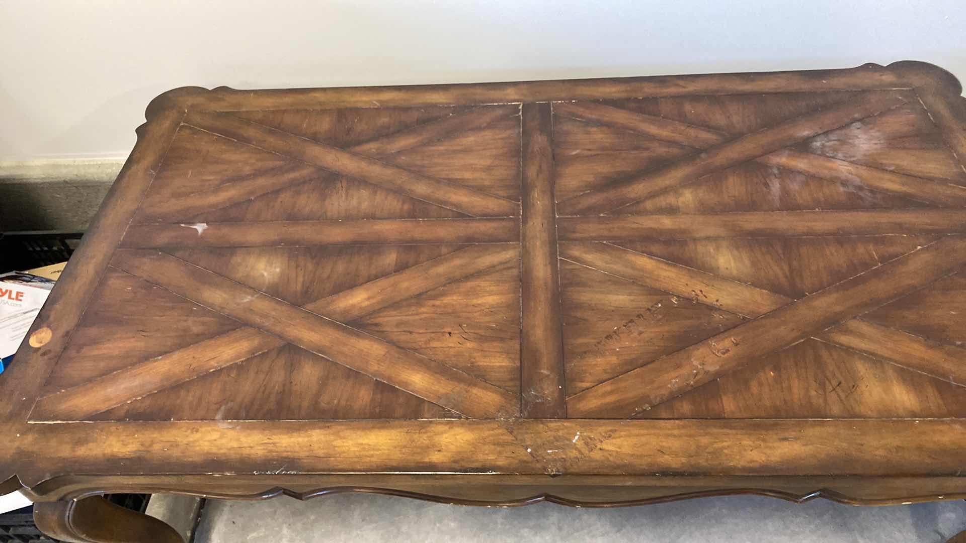 Photo 1 of WOOD COFFEE TABLE 54” x 28 1/2” H 20” - Shows wear