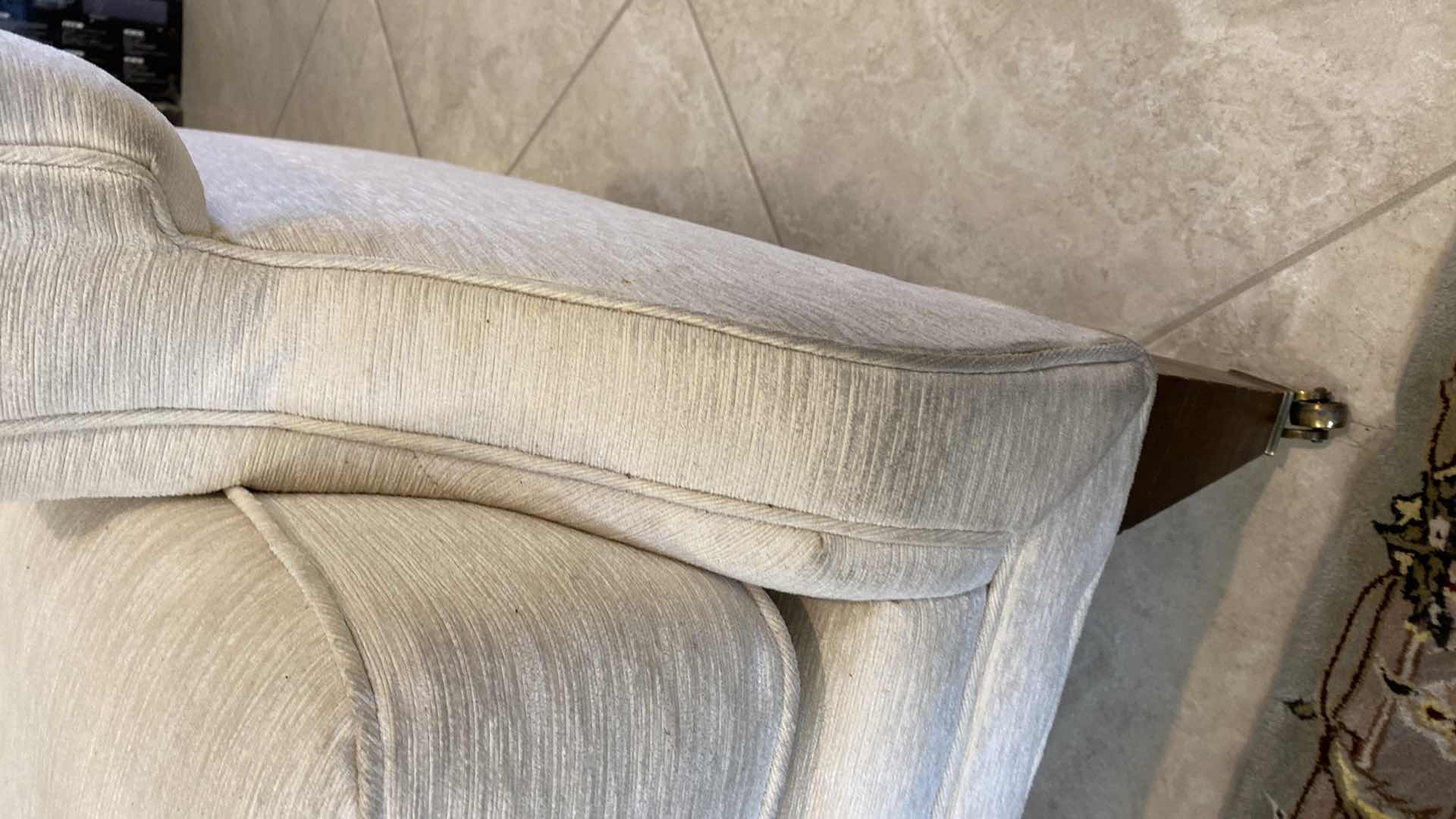 Photo 1 of 82” MICHAEL THOMAS CREAM FABRIC UPHOLSTERY SOFA