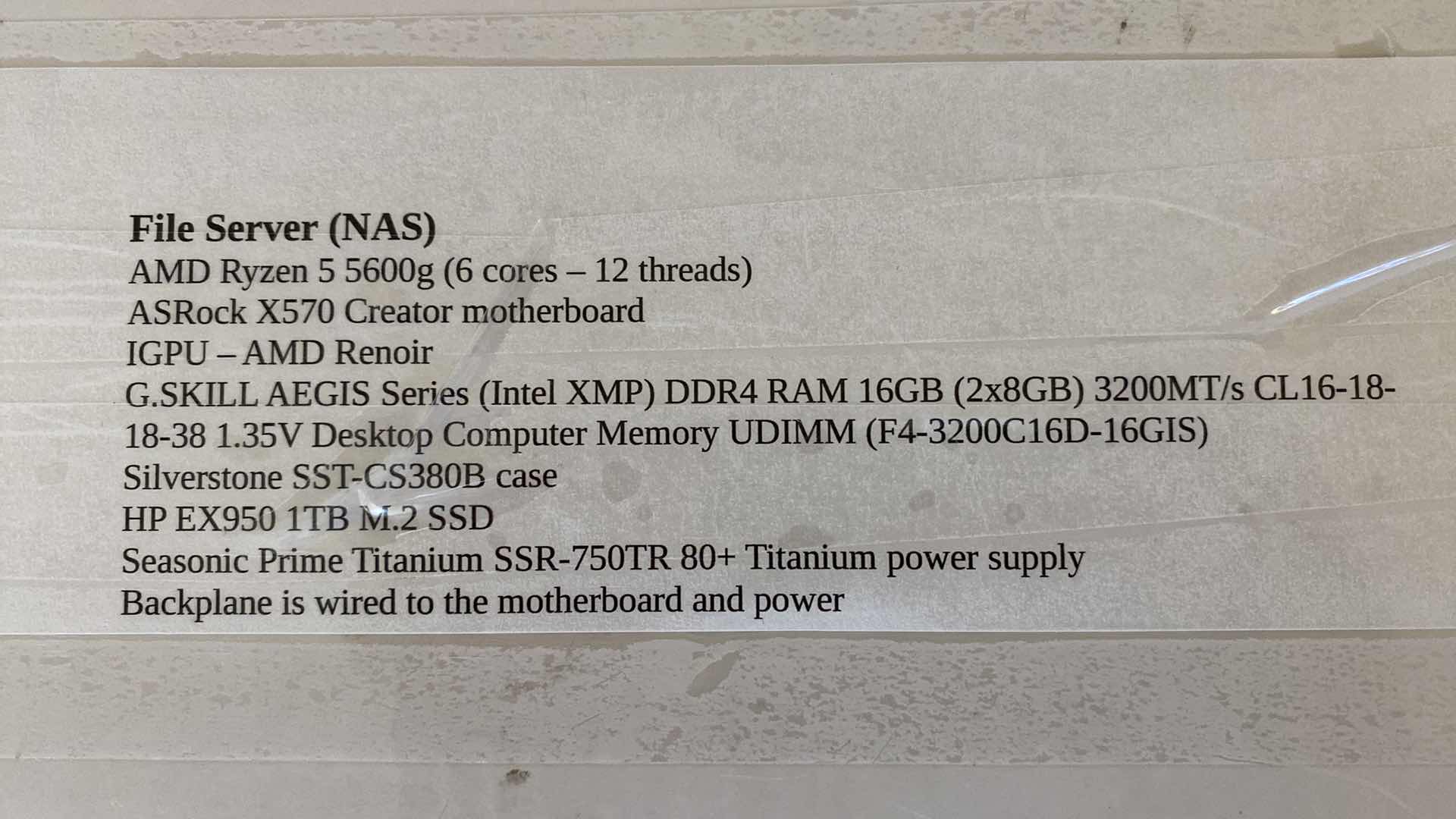 Photo 1 of FILE SERVER (NAS) WITH SILVERSTONE SST-CS380B CASE