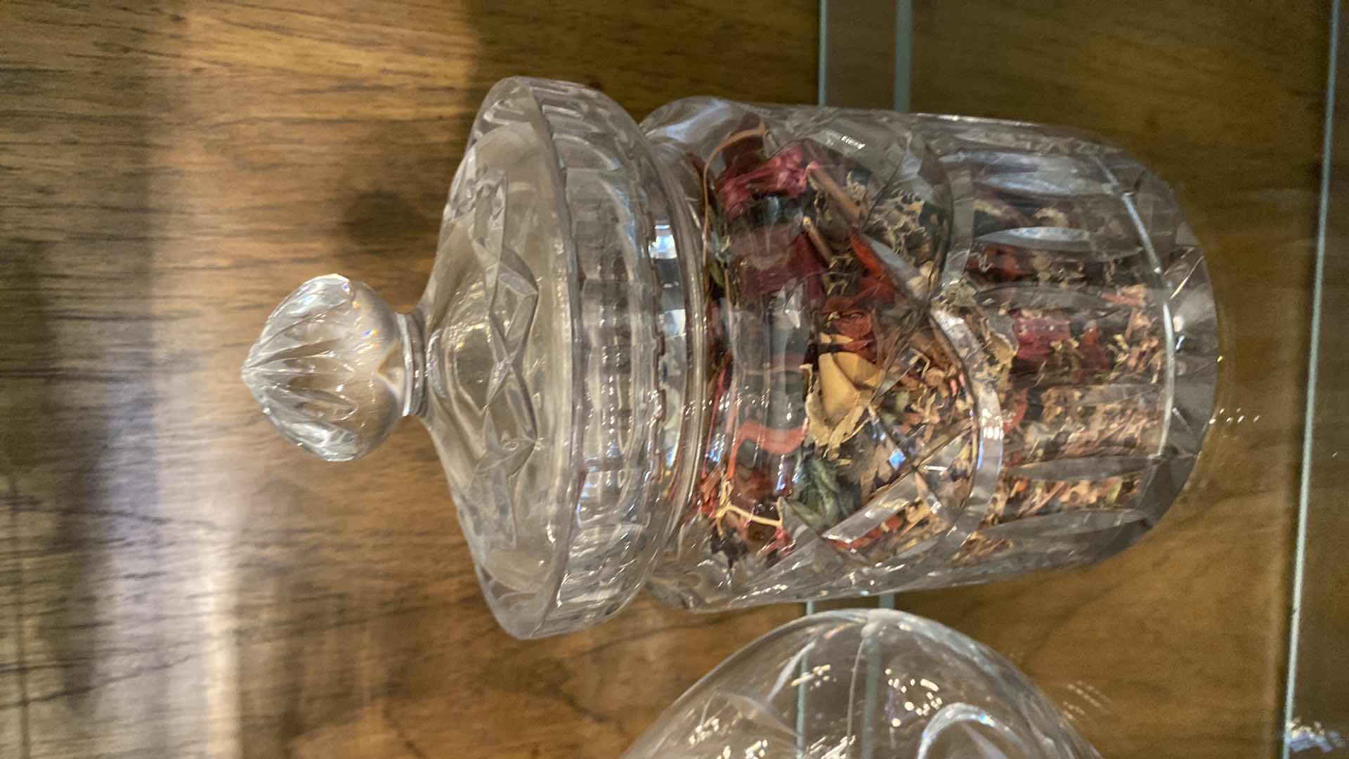 Photo 1 of ETCHED GLASS PITCHER VASE AND MORE 4 PIECES