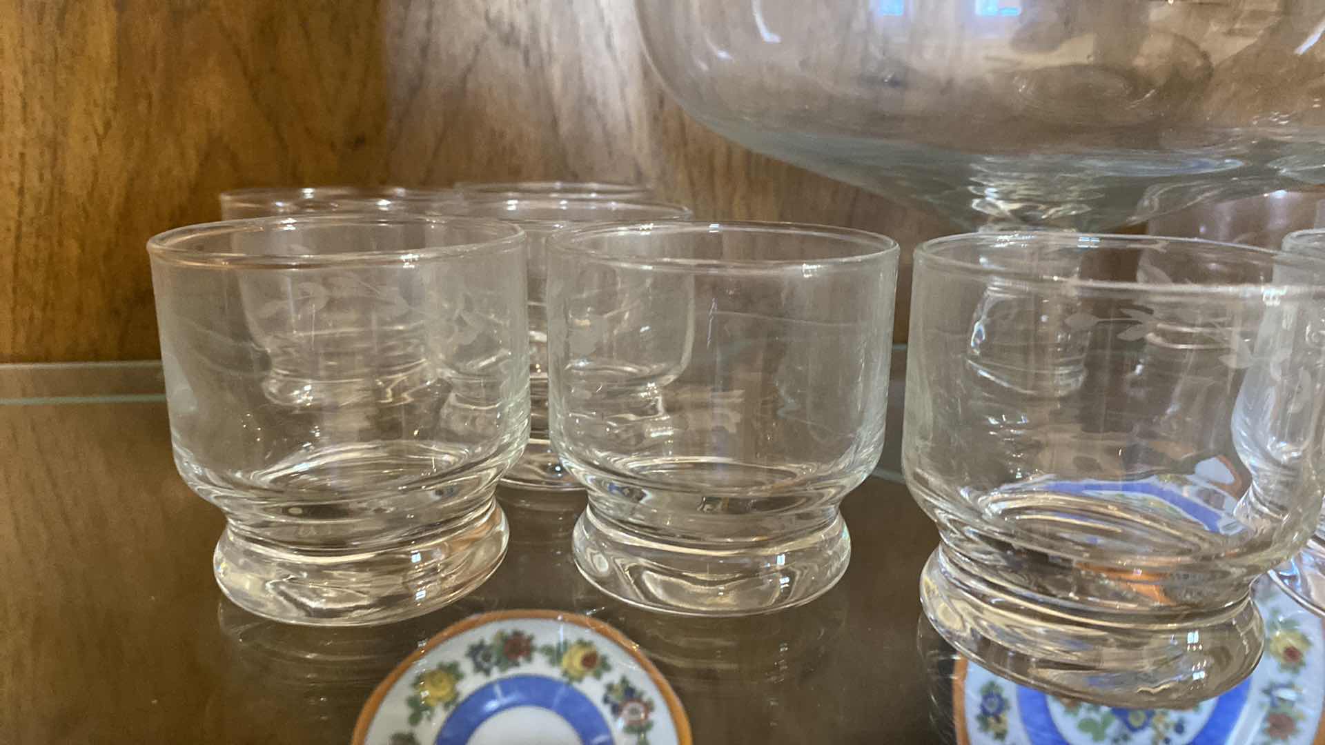 Photo 3 of ETCHED GLASS PUNCH BOWL WITH 12 GLASSES