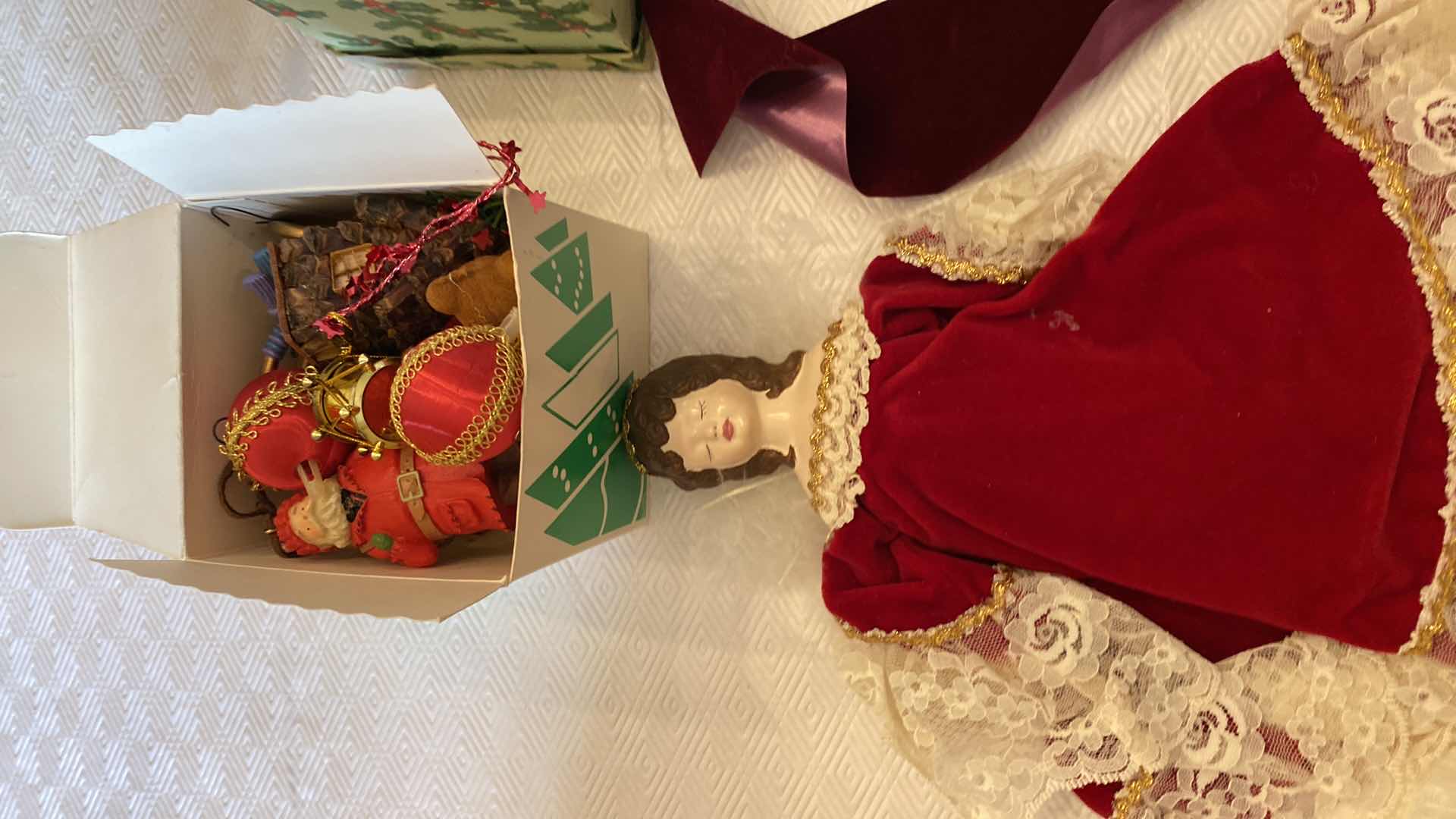 Photo 1 of CONTENTS OF BOX VINTAGE CHRISTMAS ORNAMENTS