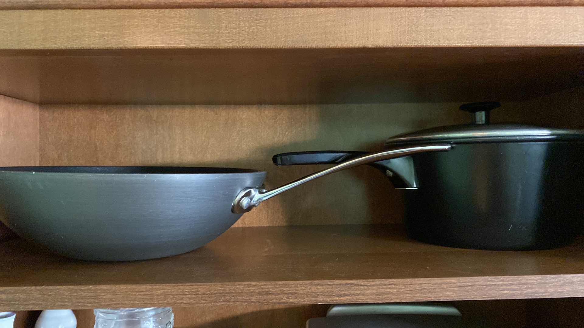 Photo 1 of CONTENTS 3 SHELFS - CALPHALON WOK PAN COFFEE CUPS AND MORE