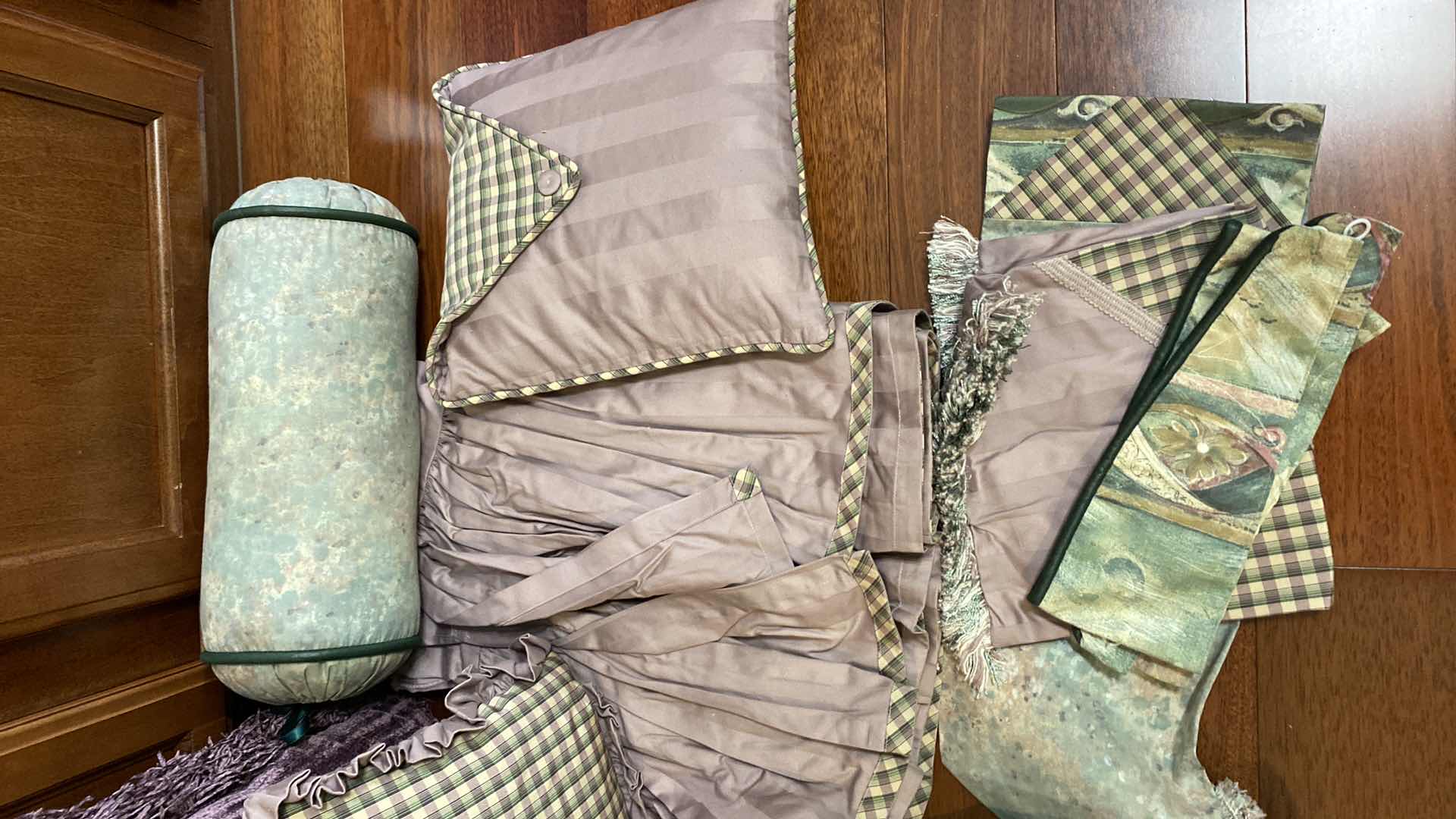 Photo 1 of BED SKIRT WITH 2 EURO SHAMS AND ASSORTED PILLOWS