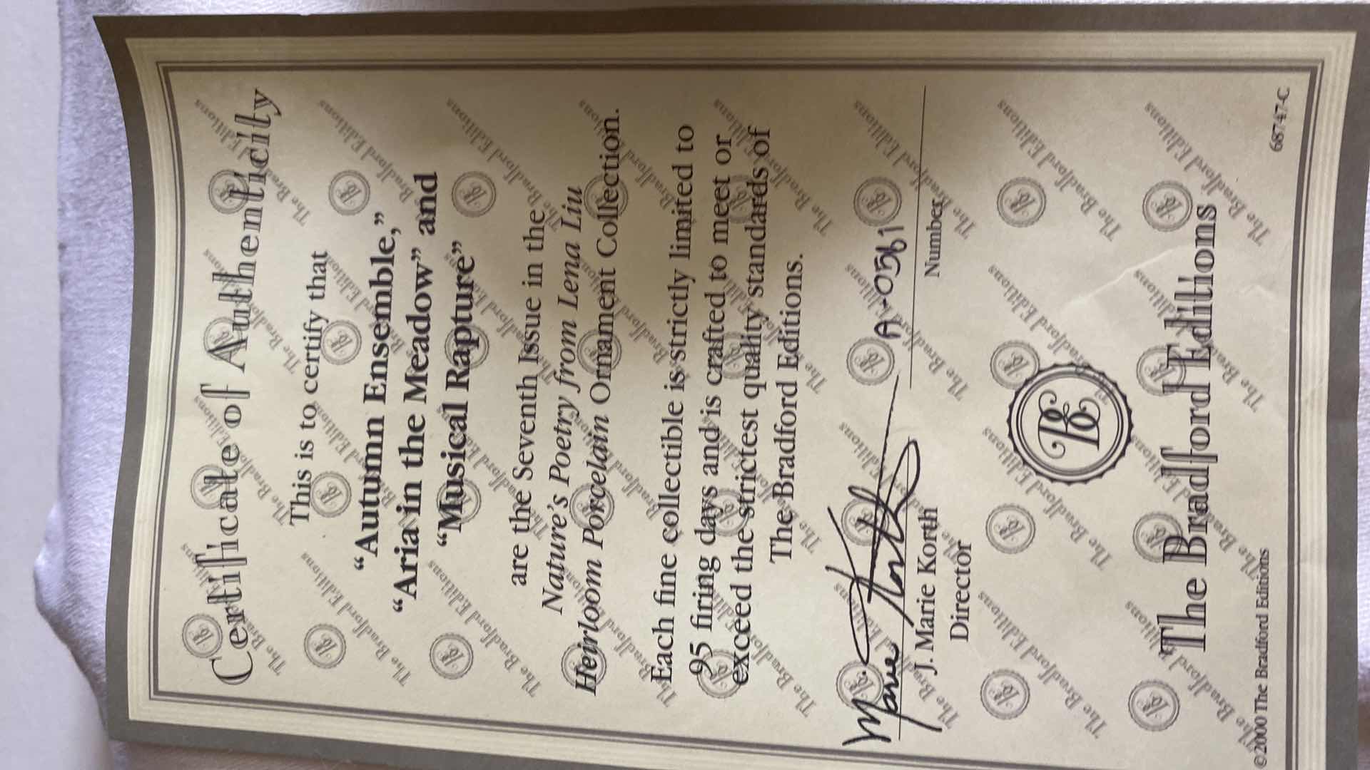 Photo 1 of $68.50 VINTAGE THREE LENA LIU’s NATURES POETRY PORCELAIN ORNAMENTS COLLECTIBLES BY BRADFORD EXCHANGE WITH CERTIFICATE OF AUTHENTICITY