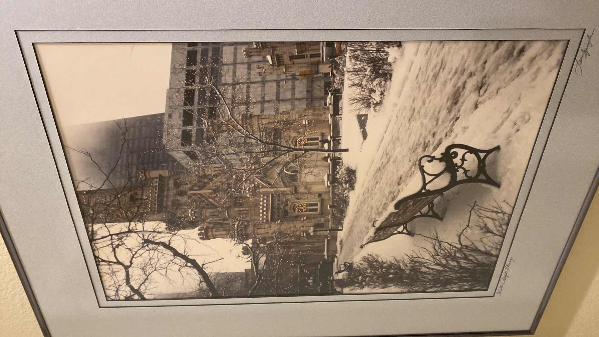 Photo 1 of FRAMED “WINTER RESPITE/CHICAGO” SIGNED ARTWORK 24” X 32”