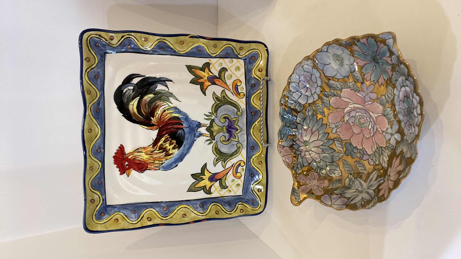 Photo 1 of PAIR OF MAXCERA ROOSTER PLATES 9” AND PAIR OF TOYA CHINA DECORATIVE BOWLS 7.5”