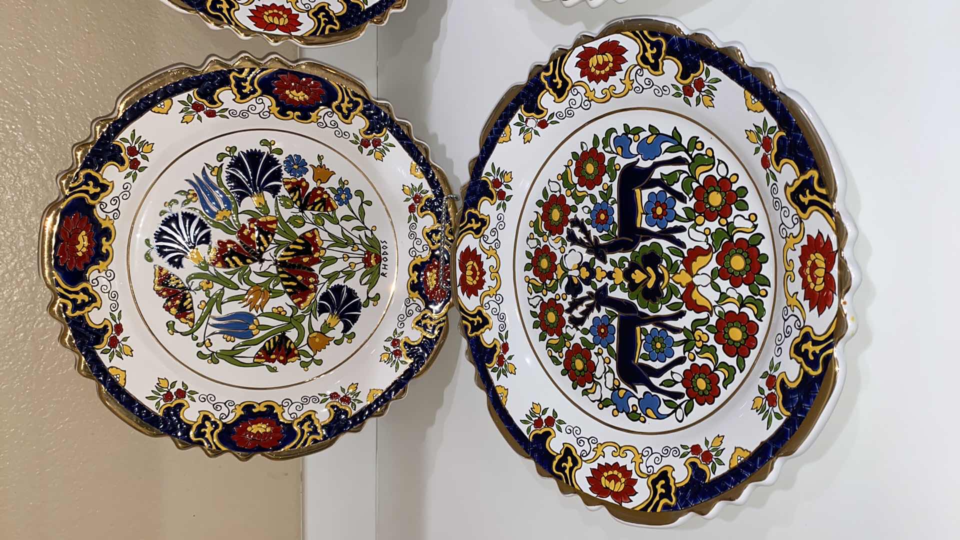 Photo 1 of 4 GOLD RIMMED DECORATIVE TRADITIONAL RHODIAN PLATES 14”