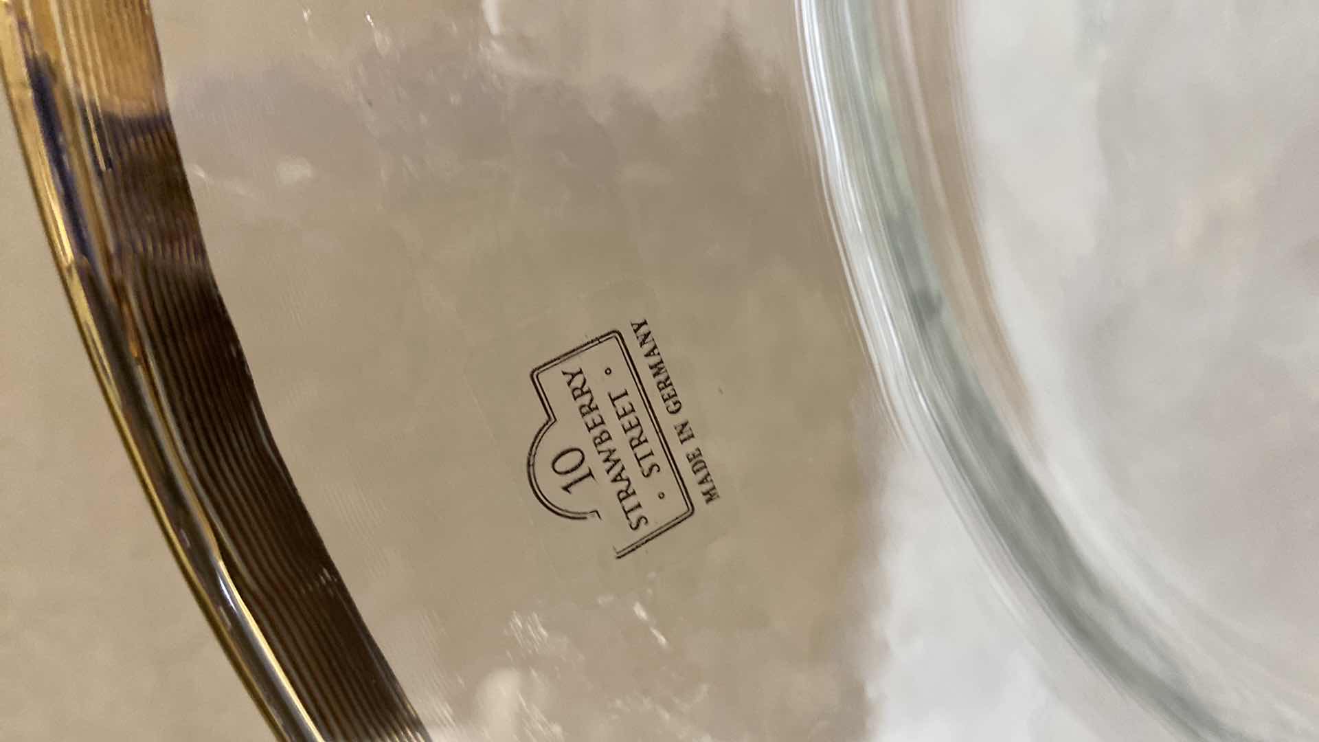 Photo 1 of 6 GOLD RIMMED GLASS PLATES FROM GERMANY 13” AND 1 PLATTER 15”