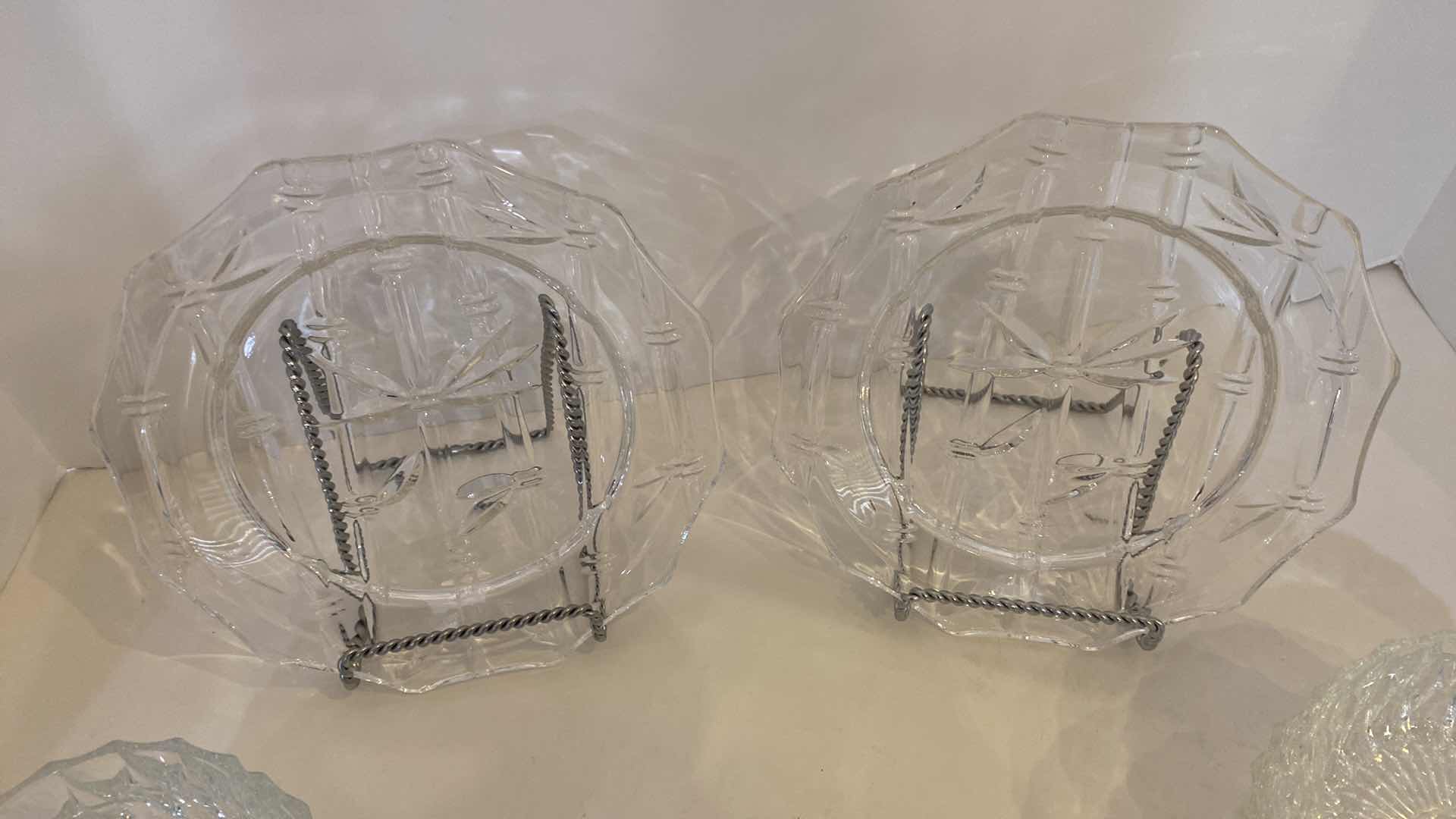 Photo 1 of LEADED GLASS SET OF 8 LUNCHEON PLATES  7.5” AND 7 BOWLS 4”