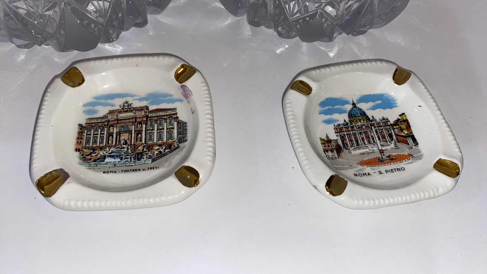Photo 3 of PAIR OF CRYSTAL ASHTRAYS 5.5” AND ROMA ASHTRAYS