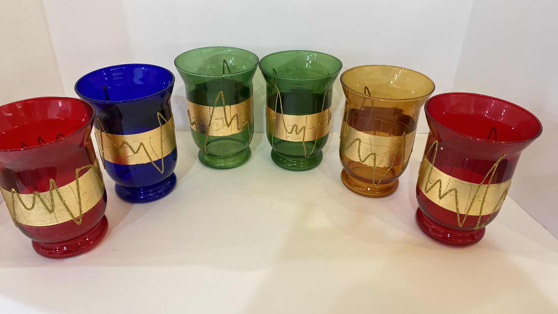 Photo 1 of 6 GLASS CANDLE HOLDERS 3 1/2” x 6”