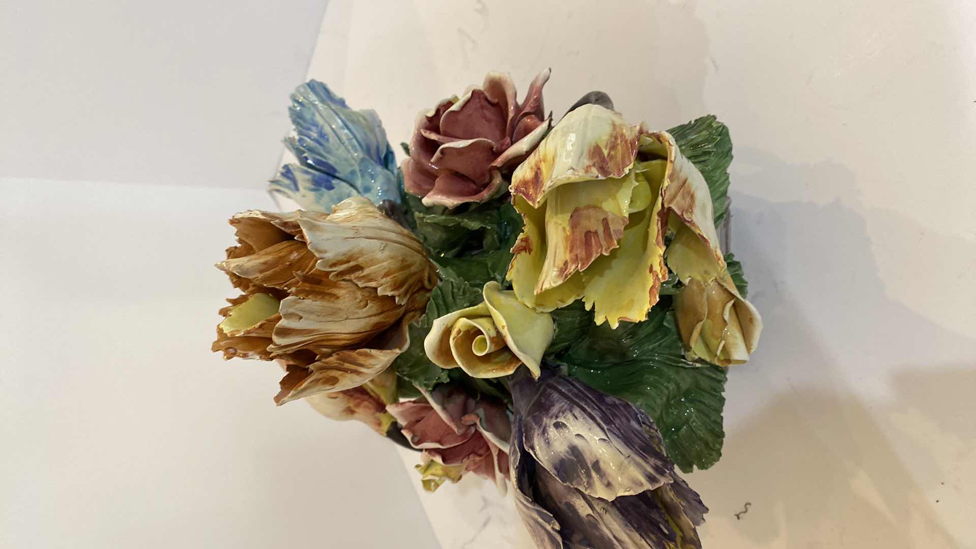 Photo 1 of VINTAGE CAPODIMONTE FLORAL CERAMIC 10.5”