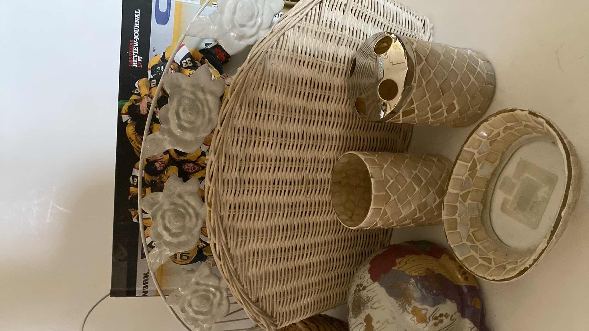 Photo 1 of MAGAZINE HOLDER BASKET AND ASSORTED DECOR