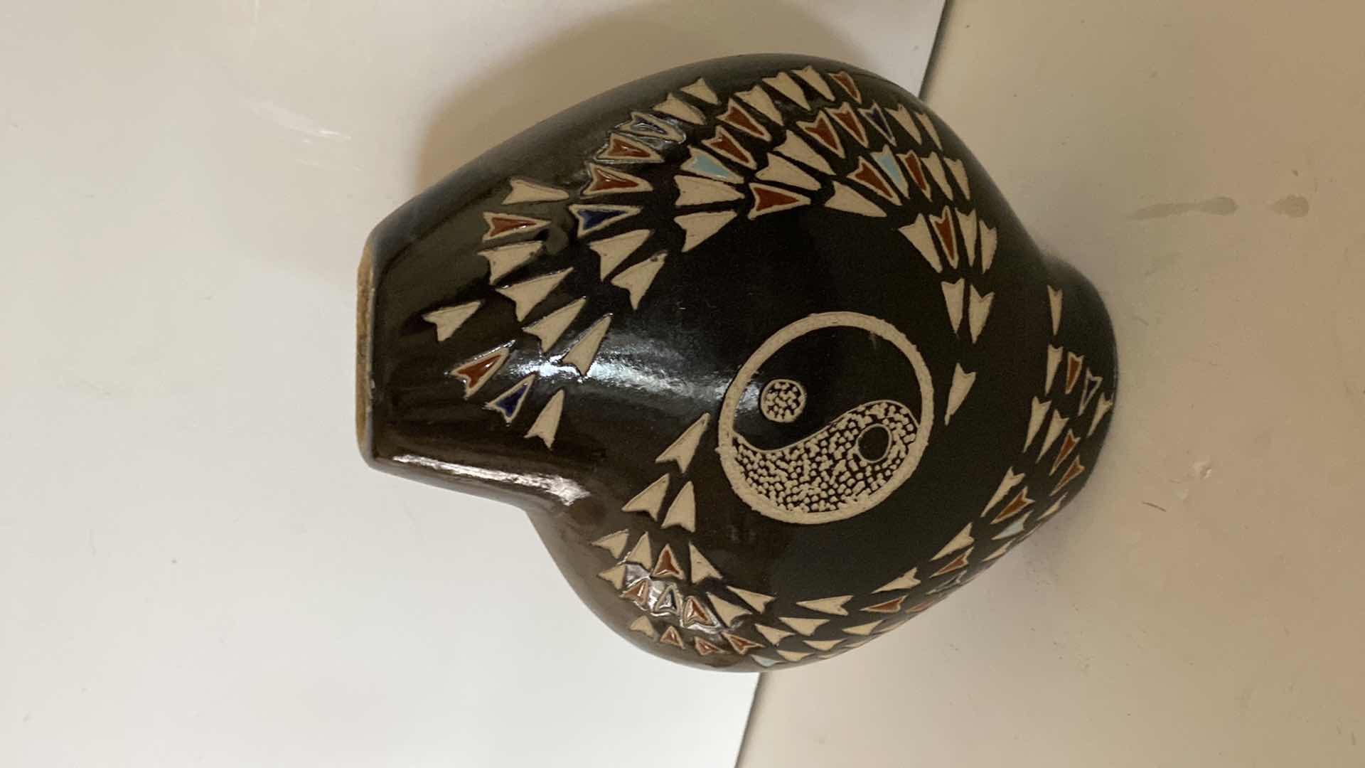 Photo 1 of YIN YANG CHINESE STYLE CERAMIC VASE 9” X 10 1/2”