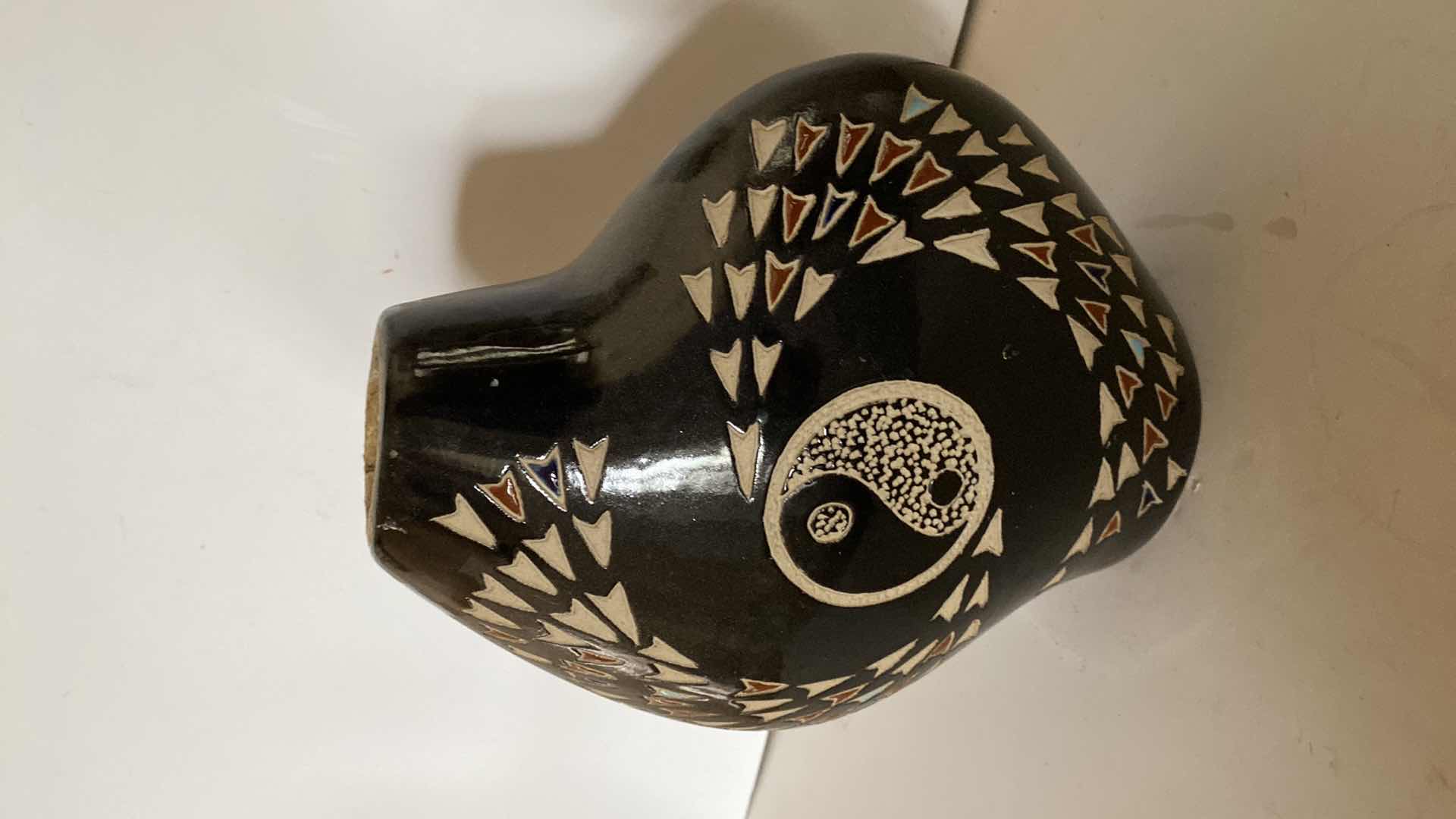 Photo 1 of YIN YANG CHINESE STYLE CERAMIC VASE 9” X 10 1/2”